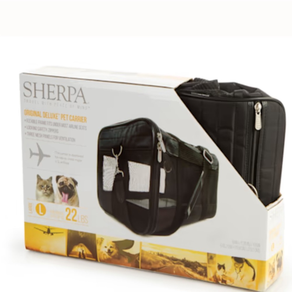Sherpa Black Original Deluxe Airline Approved On Board Travel Pet Carrier